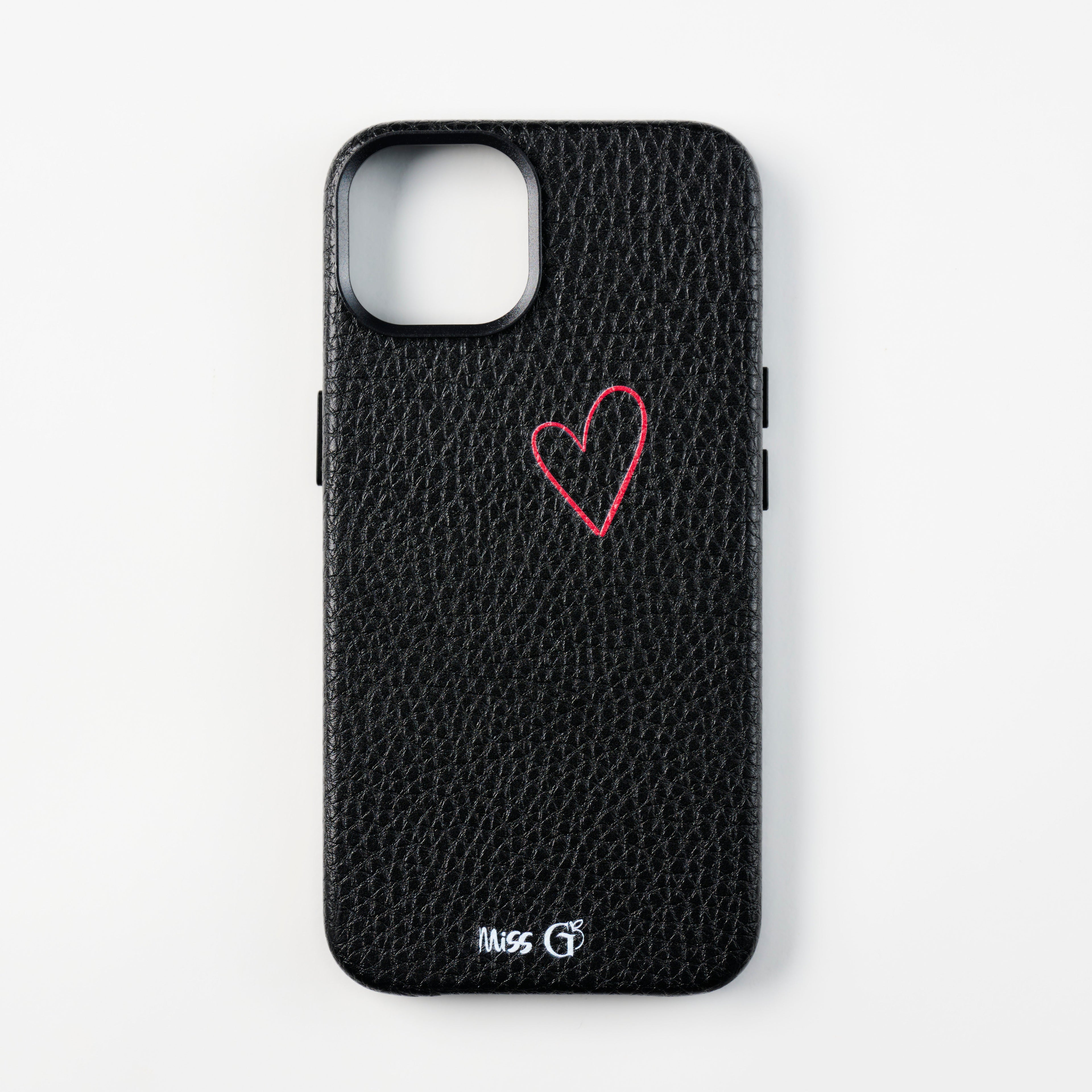 Leather case with heart pattern