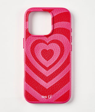 Leather case with multicolors hearts pattern