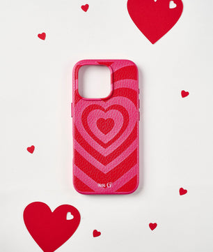 Leather case with multicolors hearts pattern