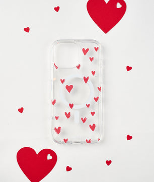 Magsafe case with red and white hearts pattern