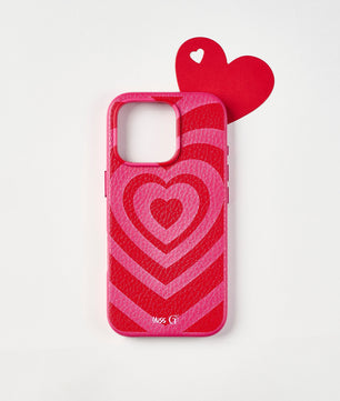 Leather case with multicolors hearts pattern
