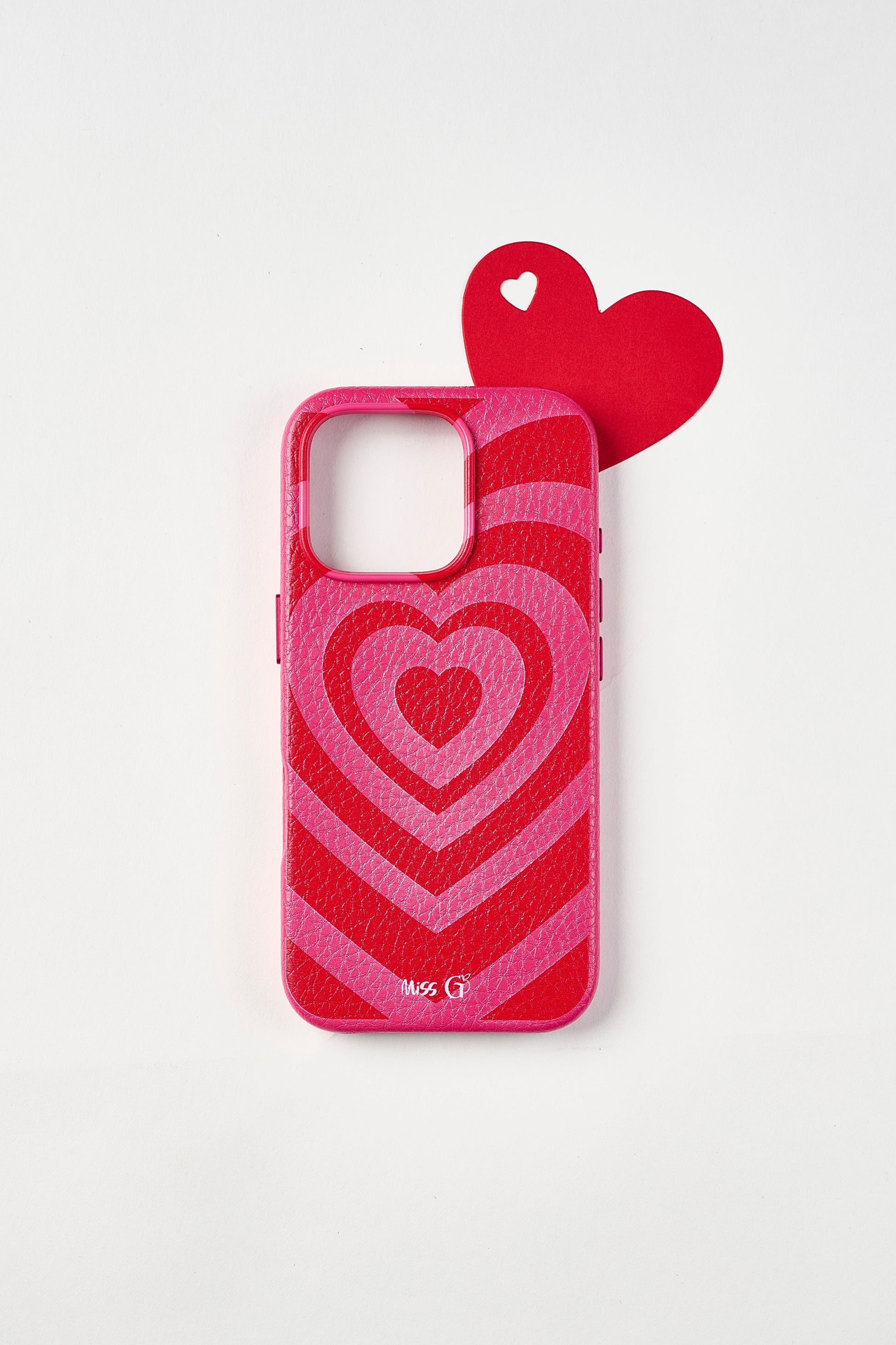 Leather case with multicolors hearts pattern