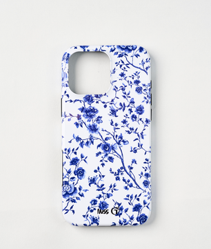 Protective case with blue flowers pattern