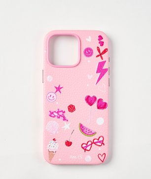 Leather case summer girl pink