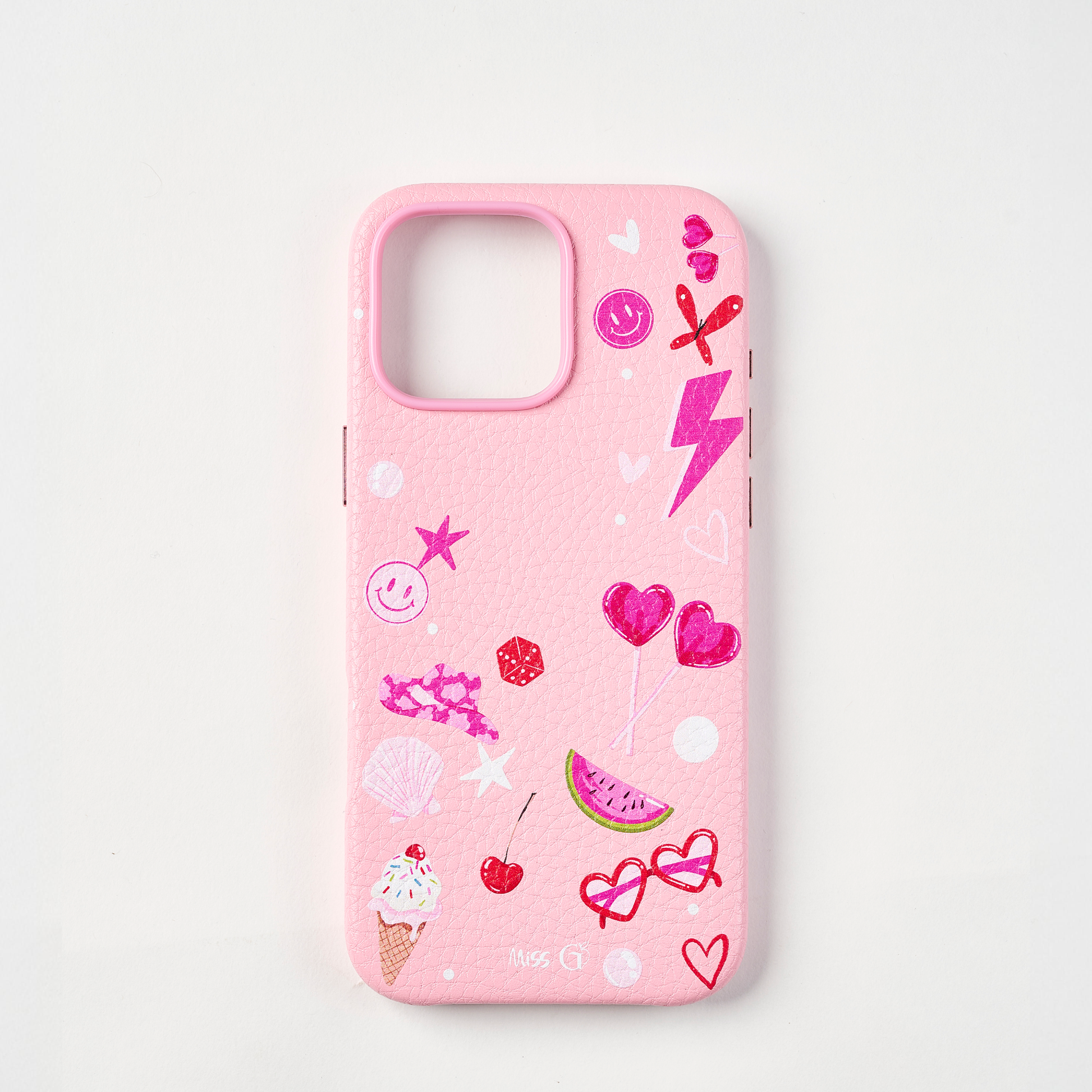 Leather case summer girl pink