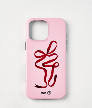 Protective case with red bow pattern