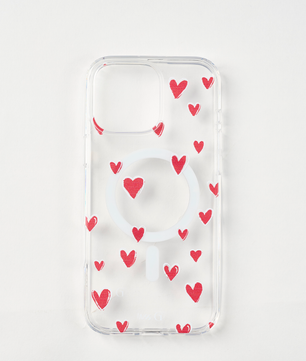 Magsafe case with red and white hearts pattern