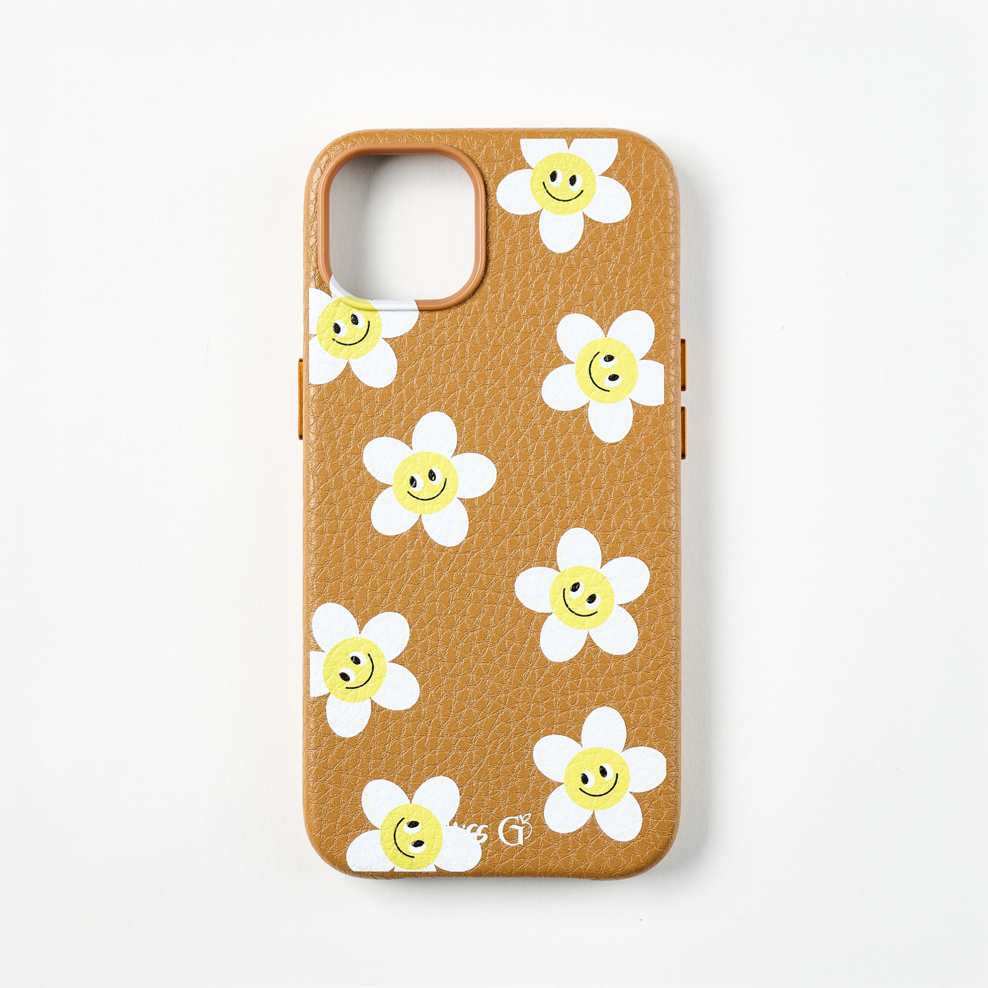 Lederetui mit Gänseblümchen-Smiley
