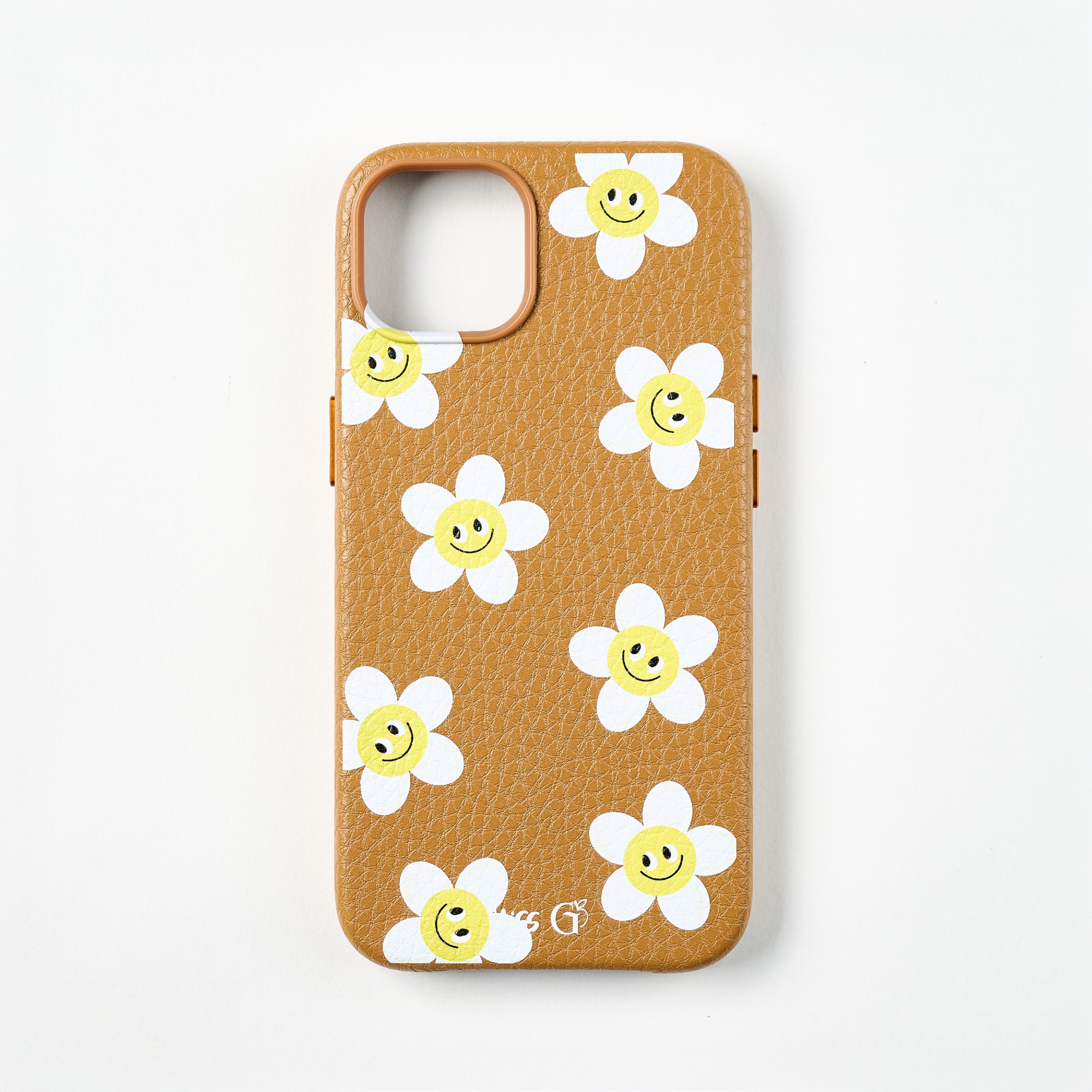 Leather case with smiley daisy