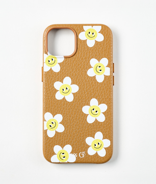 Lederetui mit Gänseblümchen-Smiley