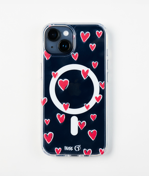 Magsafe case with red and white hearts pattern