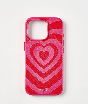 Leather case with multicolors hearts pattern