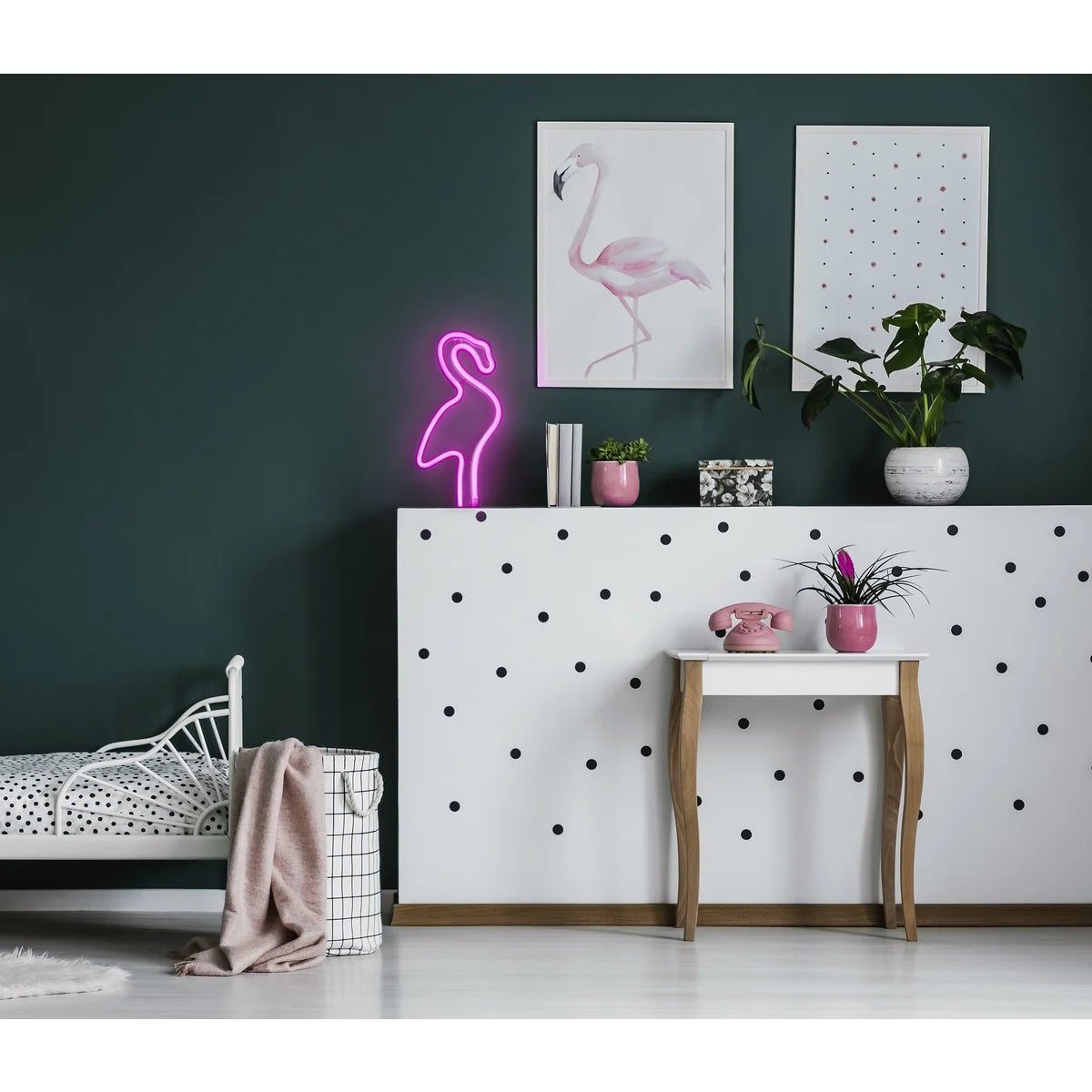 Neon Wall Flamingo